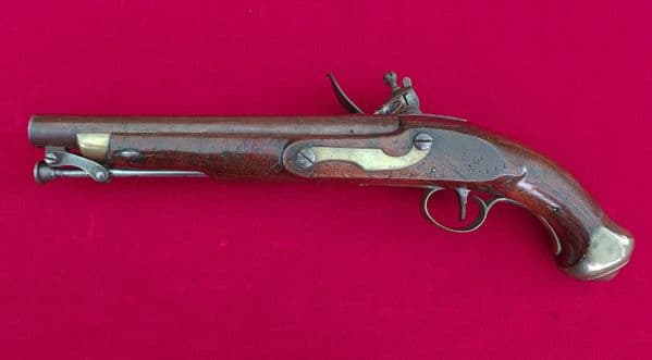 A rare Napoleonic period British military flintlock pistol marked tower G.R. Circa 1800.  Ref 3127